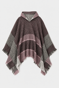 Poncho Femme Plaid à Capuche