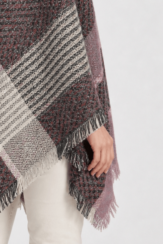 Poncho Femme Plaid à Capuche