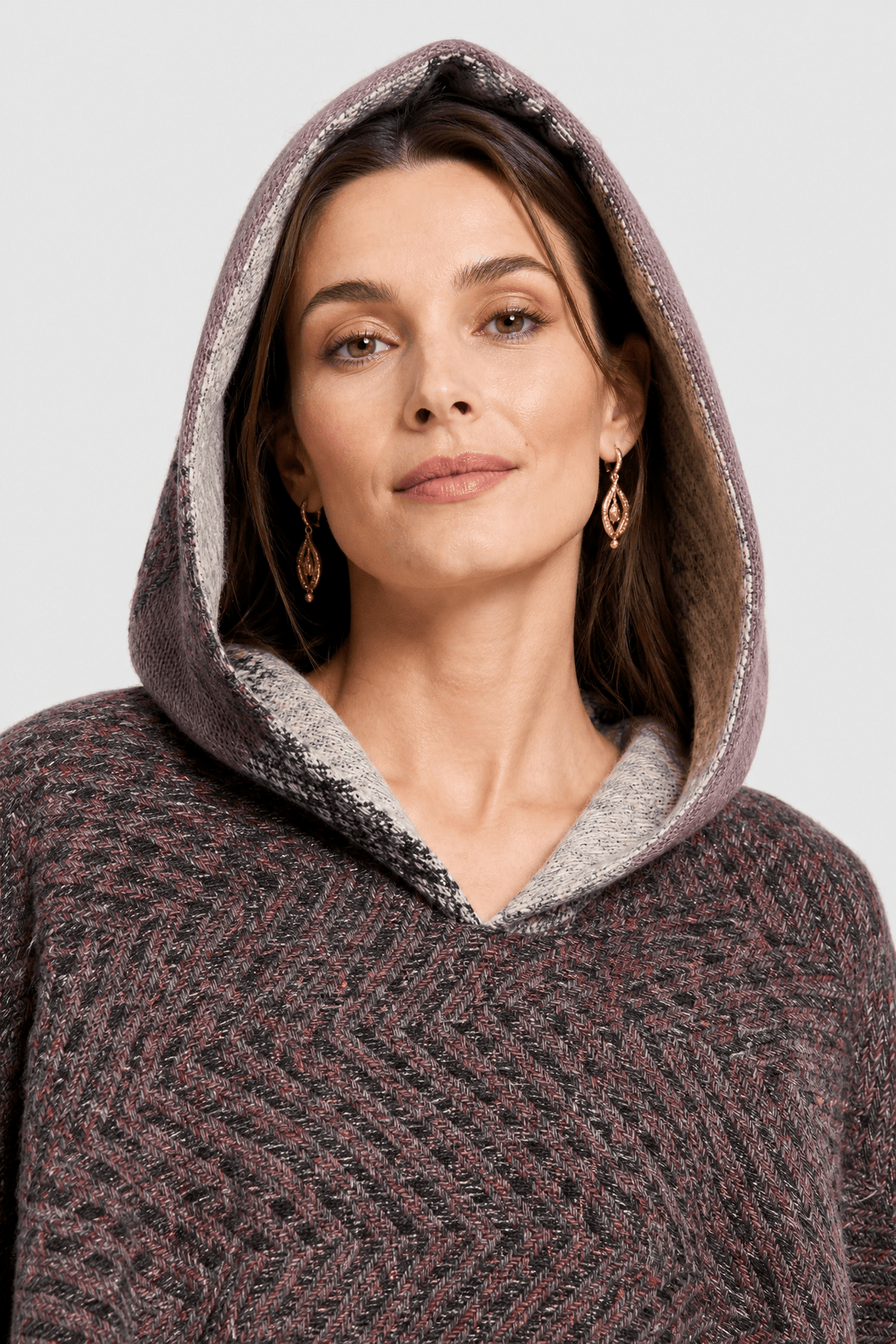 Poncho Femme Plaid à Capuche