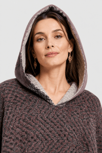 Poncho Femme Plaid à Capuche