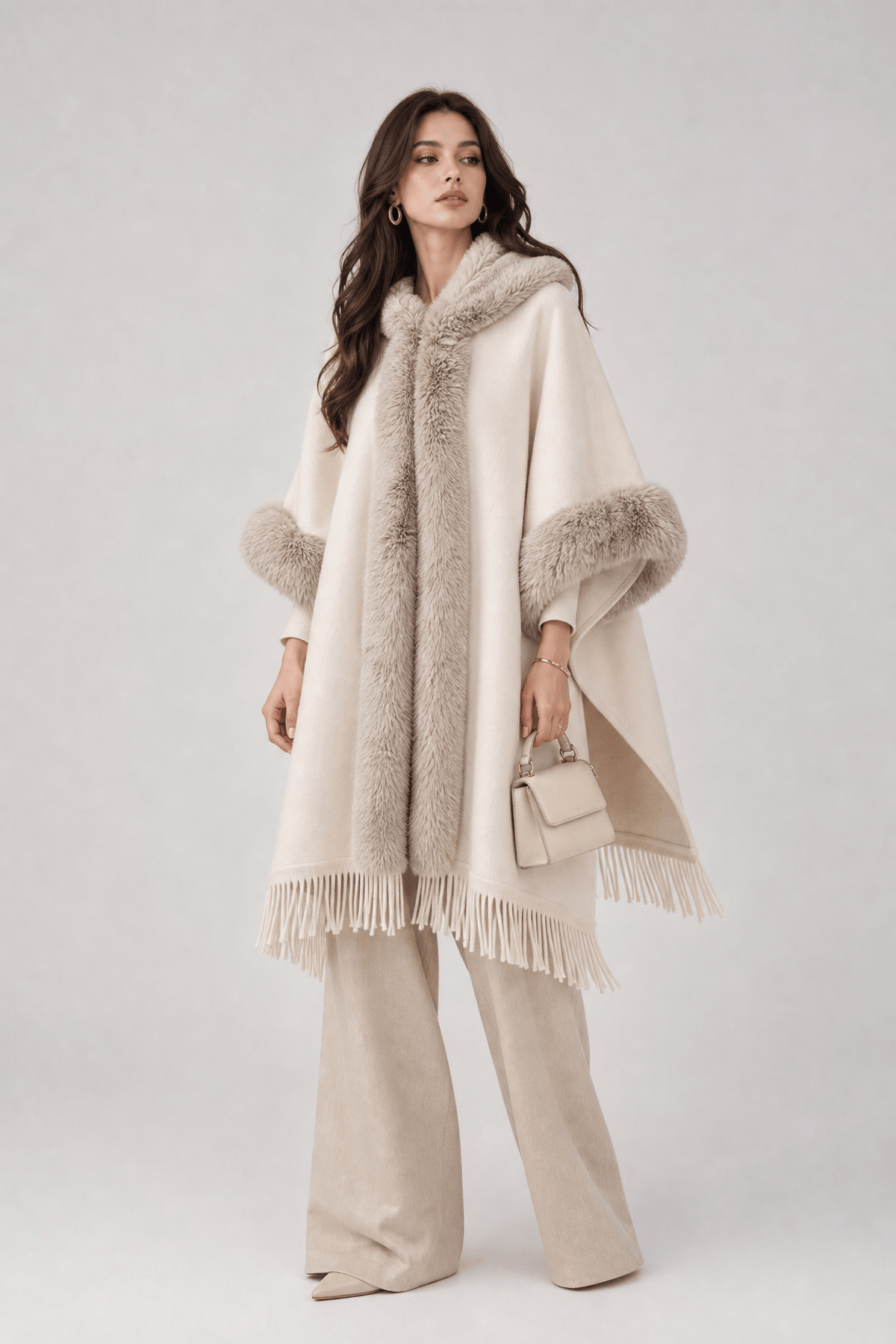 Poncho Femme Polaire à Capuche