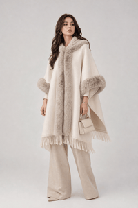 Poncho Femme Polaire à Capuche