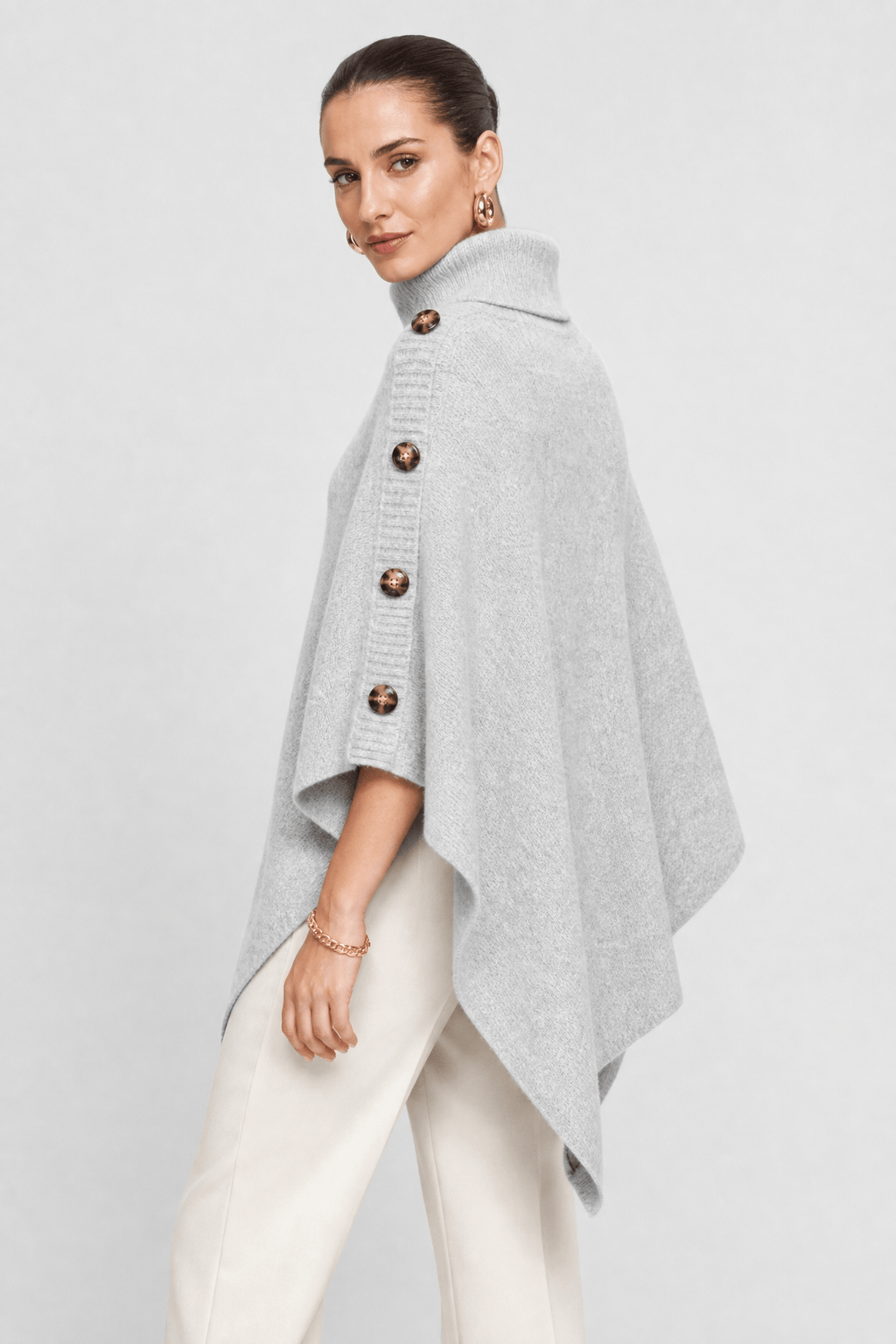 Poncho Femme Pull Gris