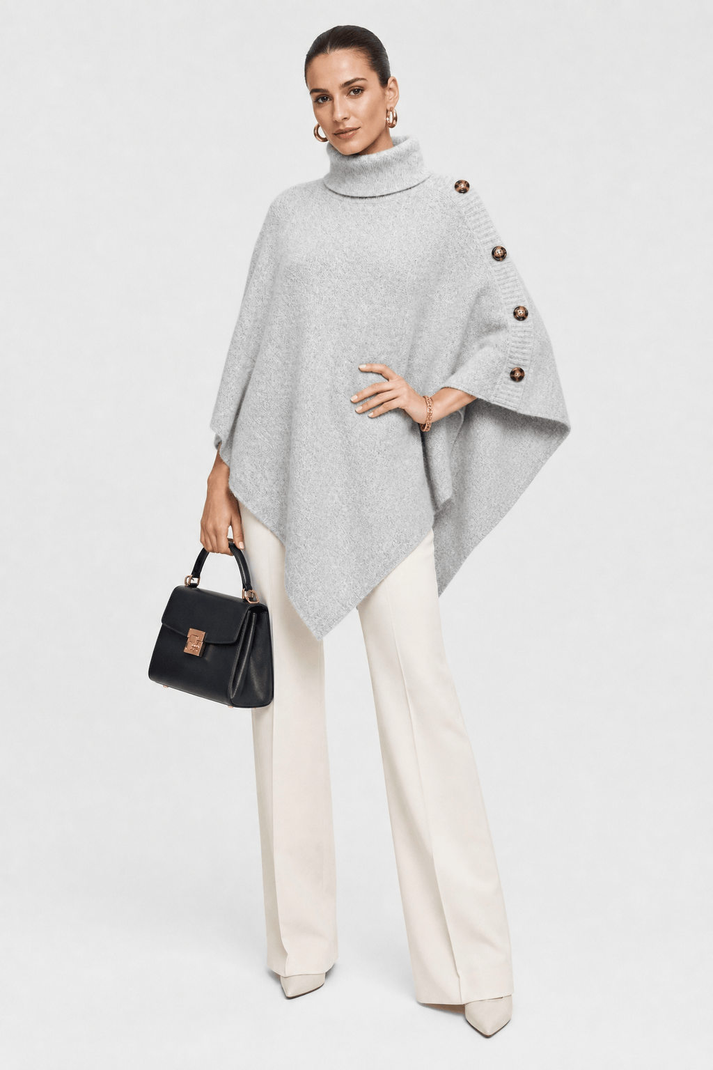 Poncho Femme Pull Gris