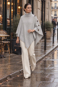 Poncho Femme Pull Gris