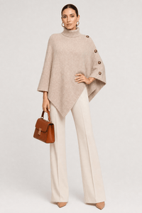Poncho Femme Tricoté à Boutons