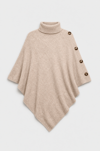Poncho Femme Tricoté à Boutons