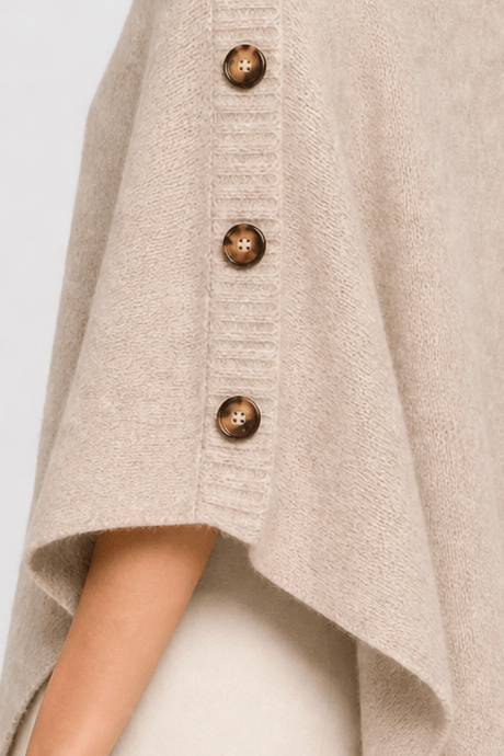 Poncho Femme Tricoté à Boutons