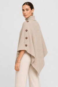 Poncho Femme Tricoté à Boutons