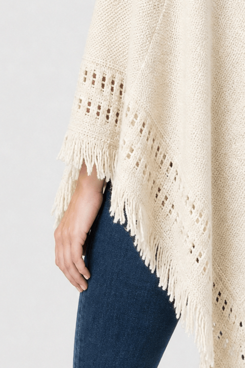 Poncho Femme Tricoté à Capuche