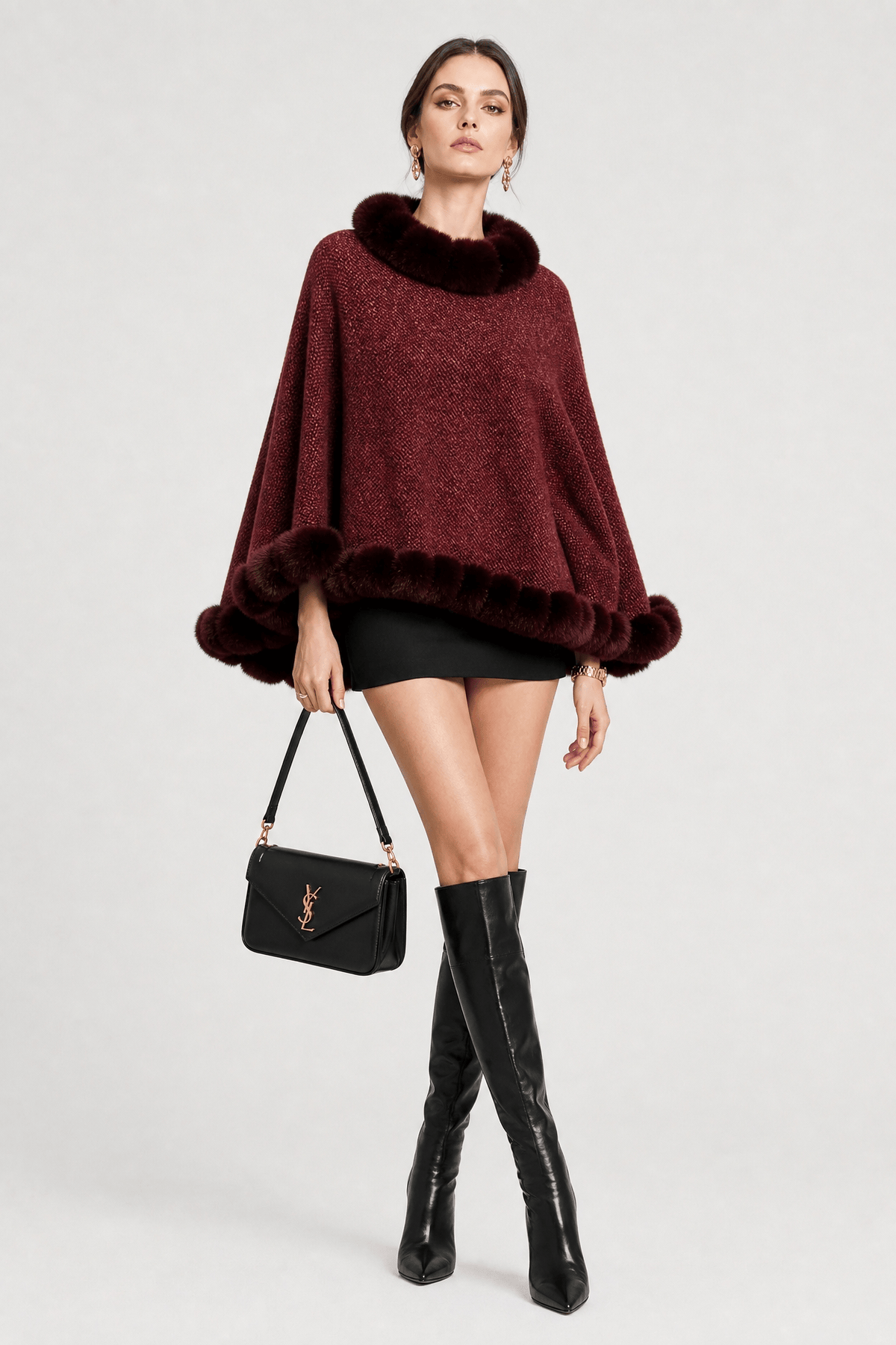 Poncho Femme Velours