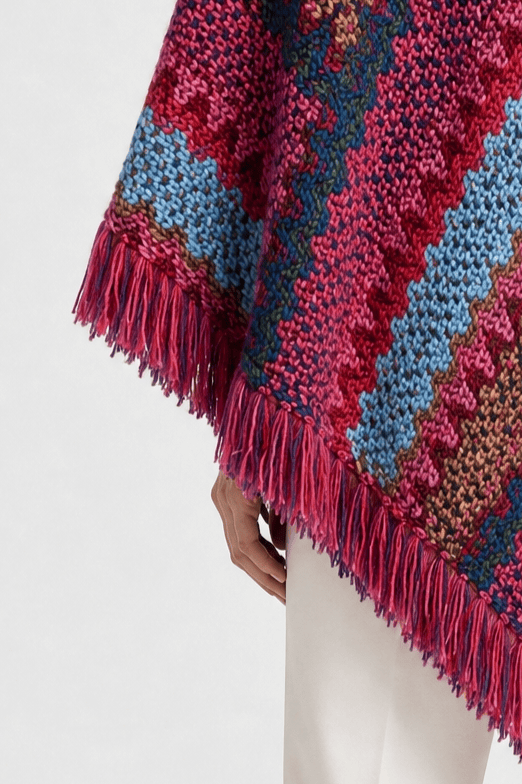 Poncho Hiver Ethnique Franges