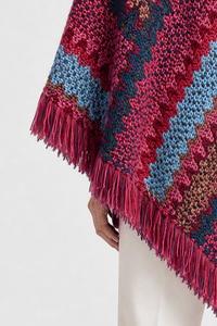 Poncho Hiver Ethnique Franges