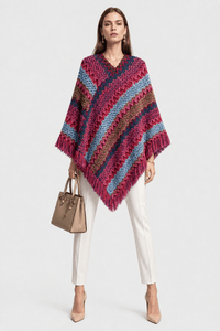 Poncho Hiver Ethnique Franges