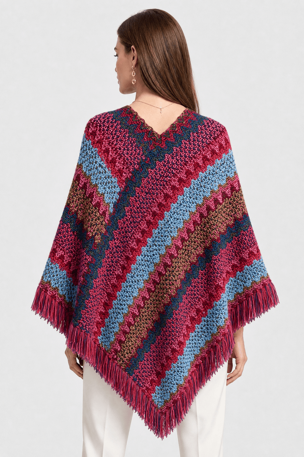Poncho Hiver Ethnique Franges