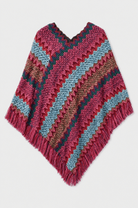 Poncho Hiver Ethnique Franges