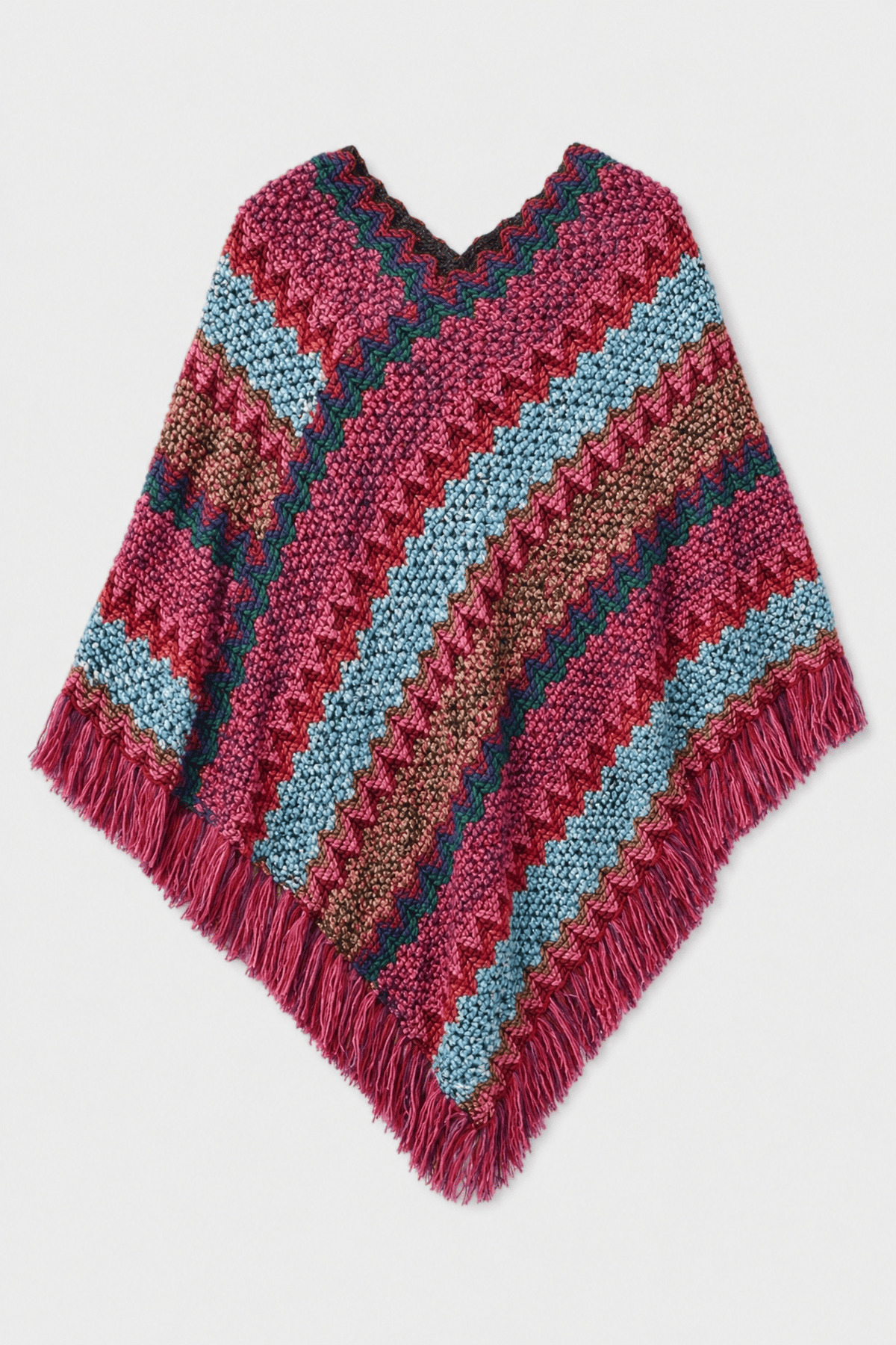 Poncho Hiver Ethnique Franges