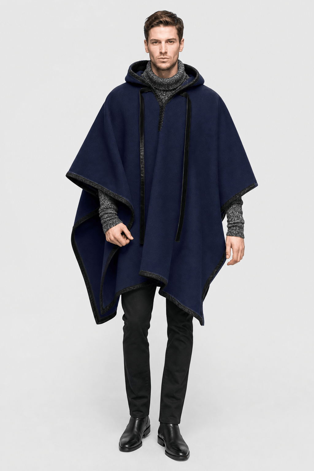 Poncho Homme Long à Capuche