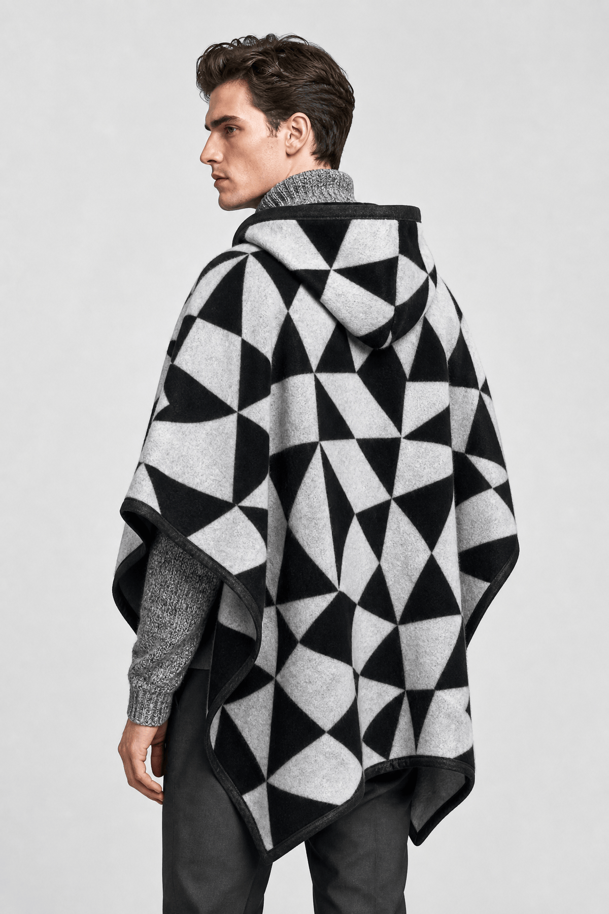Poncho Homme Motif Géométrique