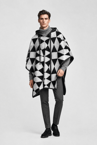 Poncho Homme Motif Géométrique