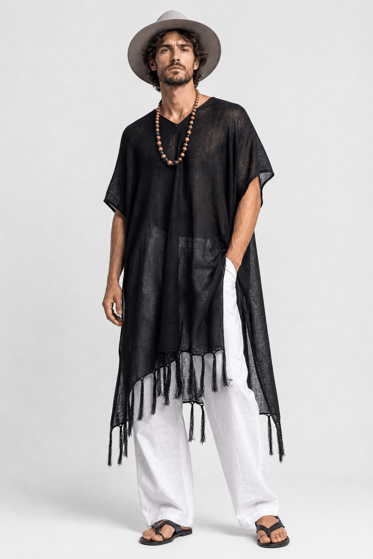 Poncho Homme Plage à Franges