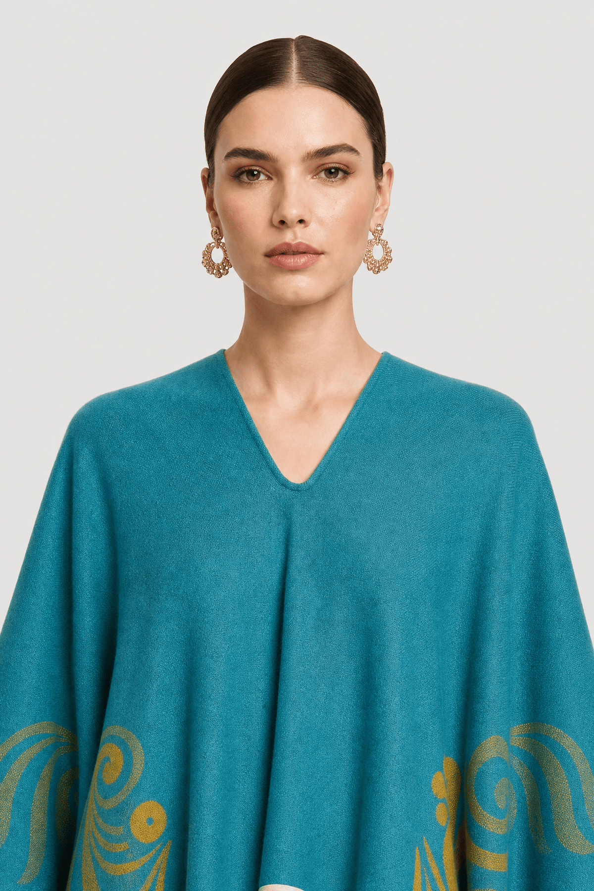 Poncho Plaid Ethnique Bleu
