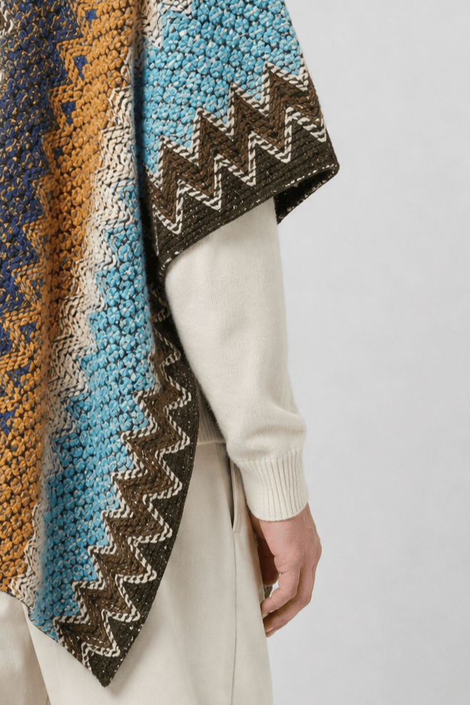 Poncho Plaid Long Homme