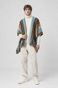 Poncho Plaid Long Homme