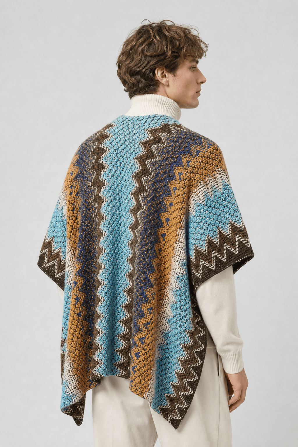Poncho Plaid Long Homme