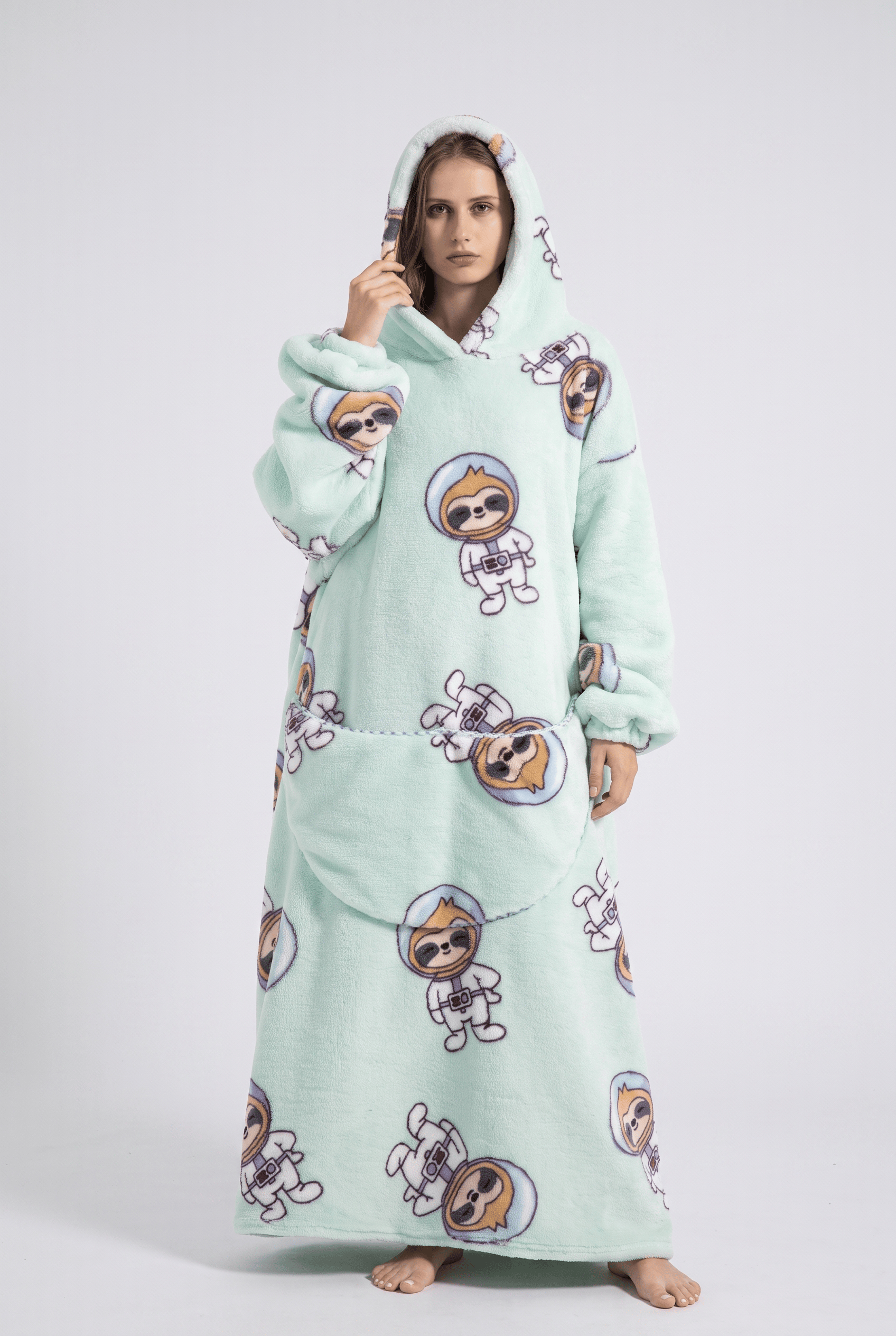 Poncho Plaid Polaire Capuche