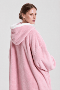 Poncho Polaire Rose avec Capuche