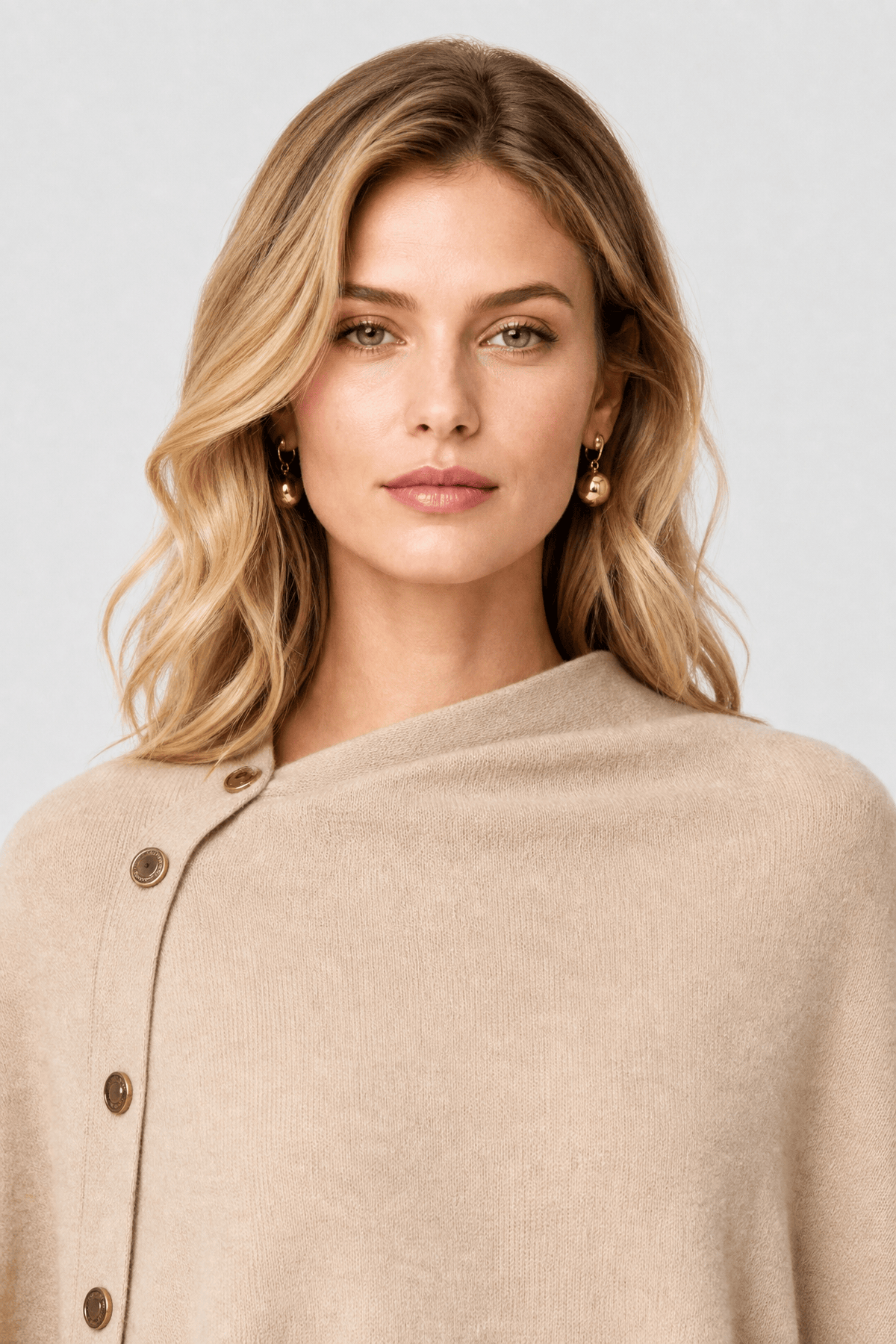 Poncho Pull Asymétrique Boutons