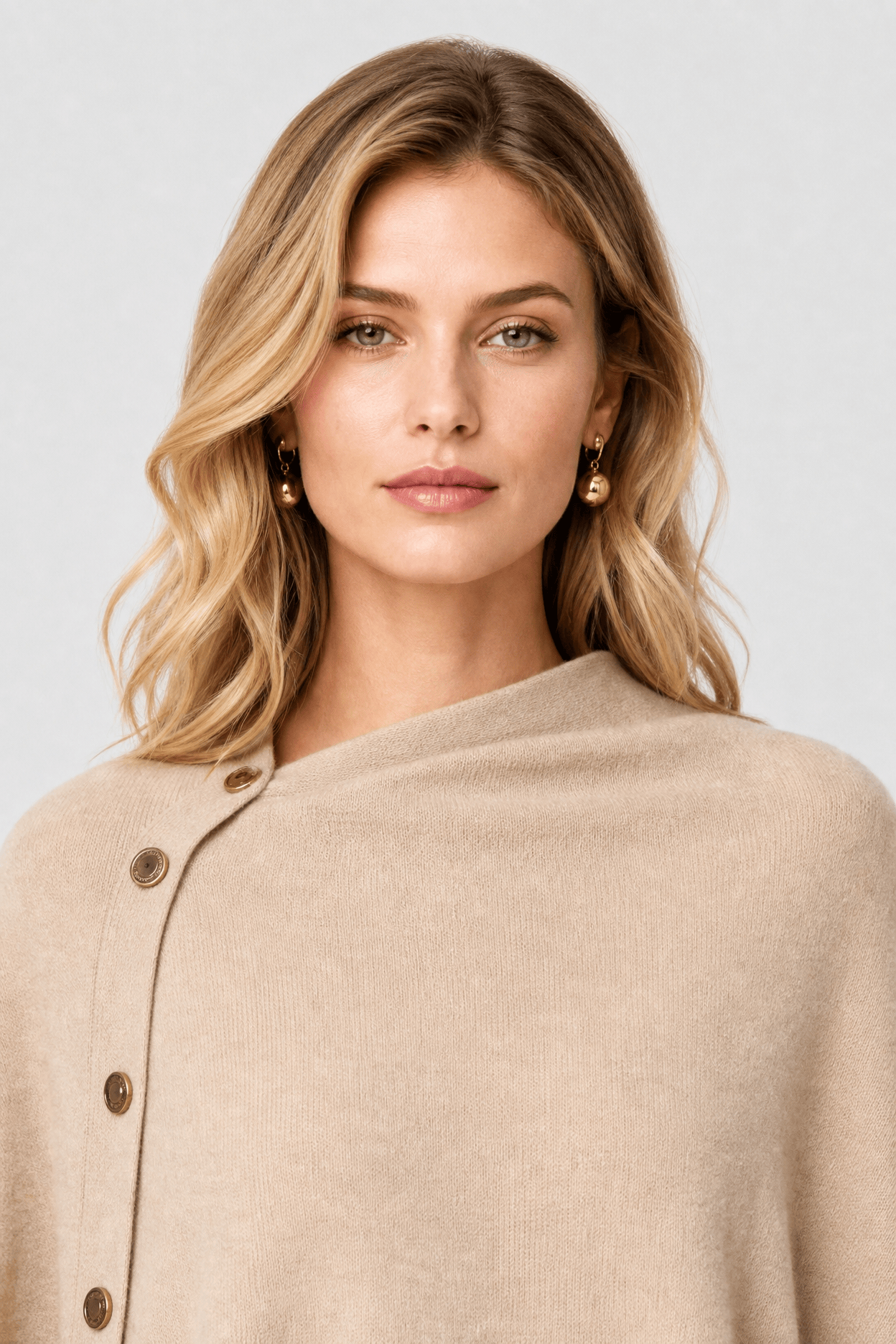 Poncho Pull Asymétrique Boutons