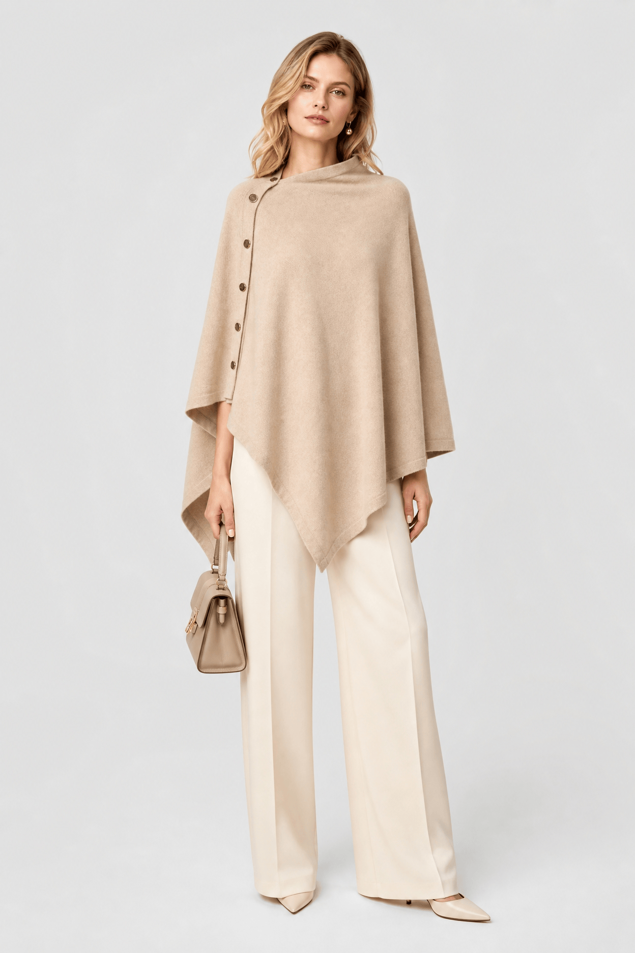 Poncho Pull Asymétrique Boutons