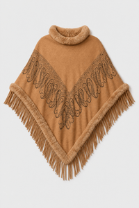 Poncho Pull Femme Fourrure