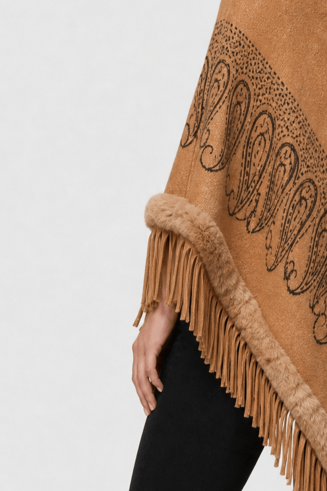 Poncho Pull Femme Fourrure