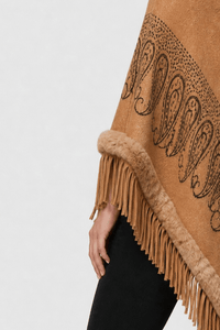 Poncho Pull Femme Fourrure