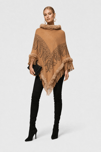 Poncho Pull Femme Fourrure