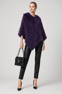 Poncho Pull Femme Fourrure