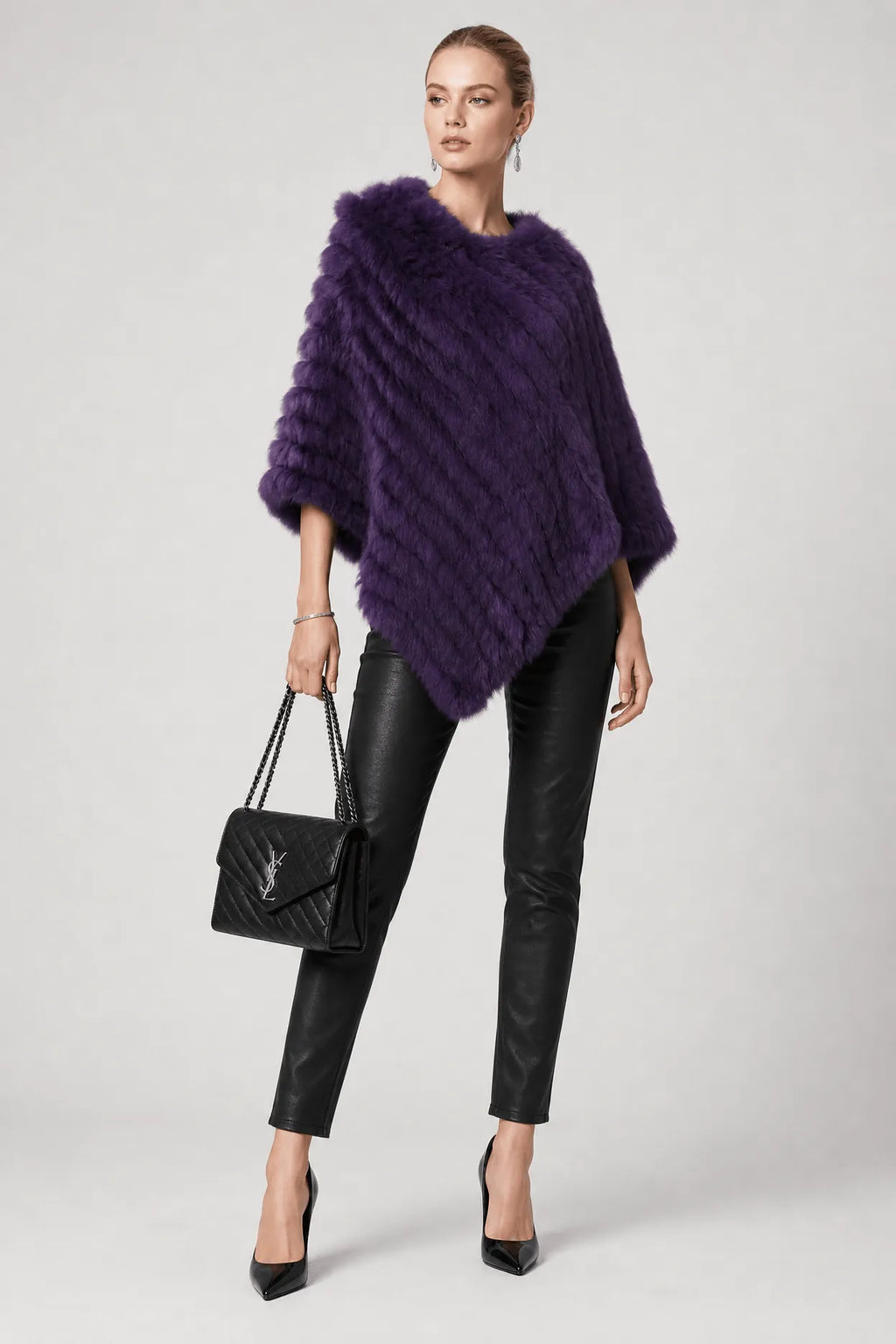 Poncho Pull Femme Fourrure