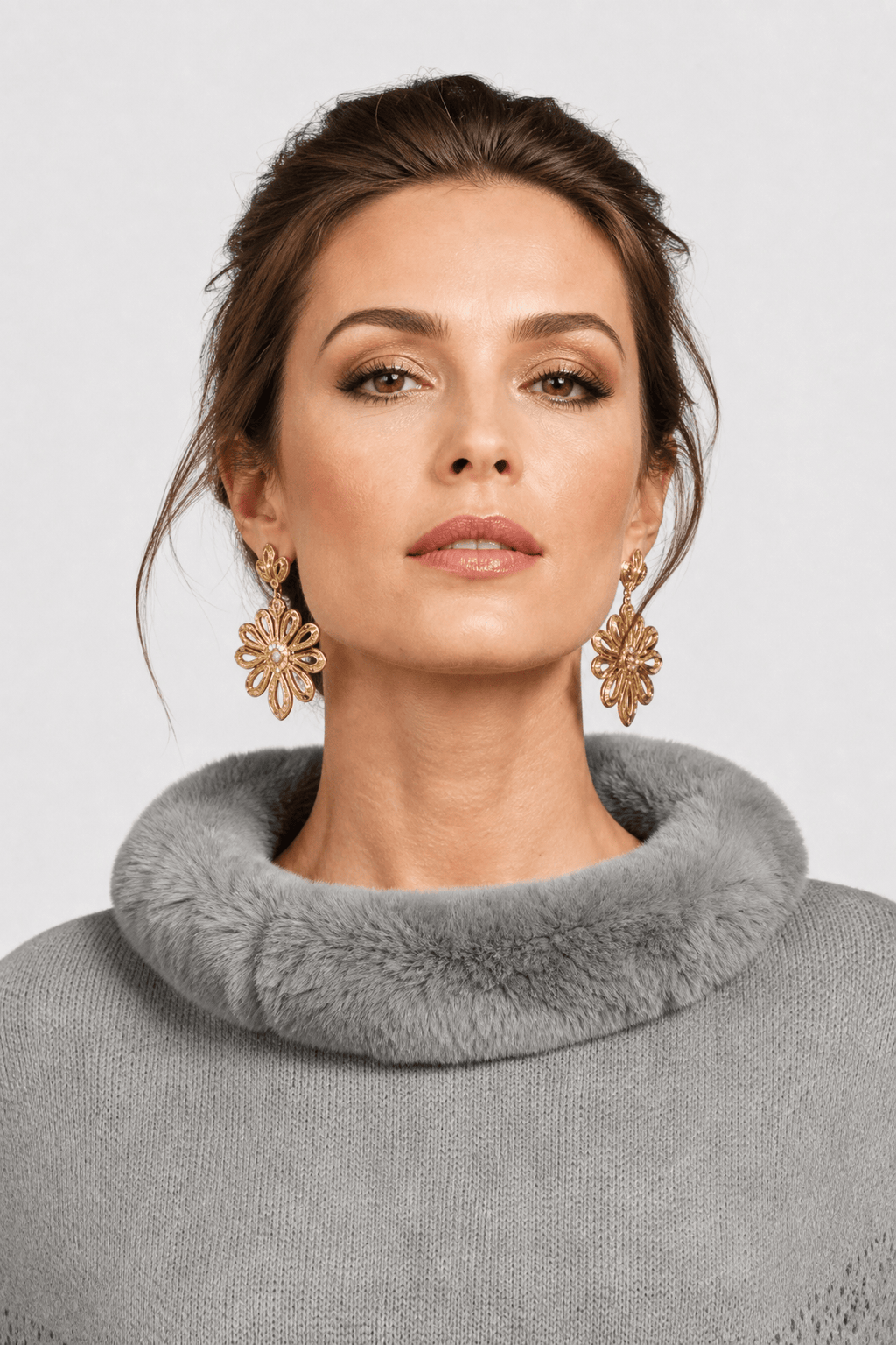 Poncho Pull Femme Franges Gris
