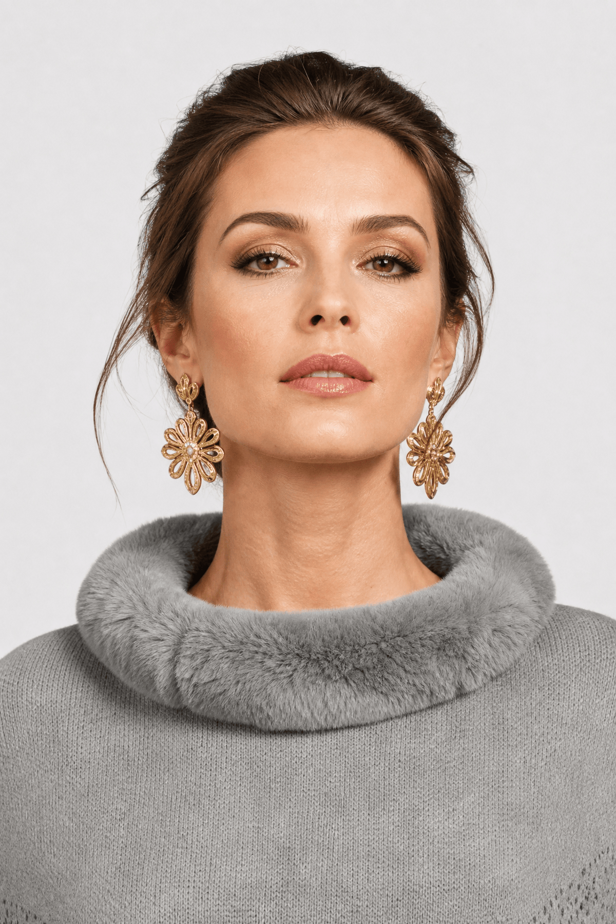 Poncho Pull Femme Franges Gris