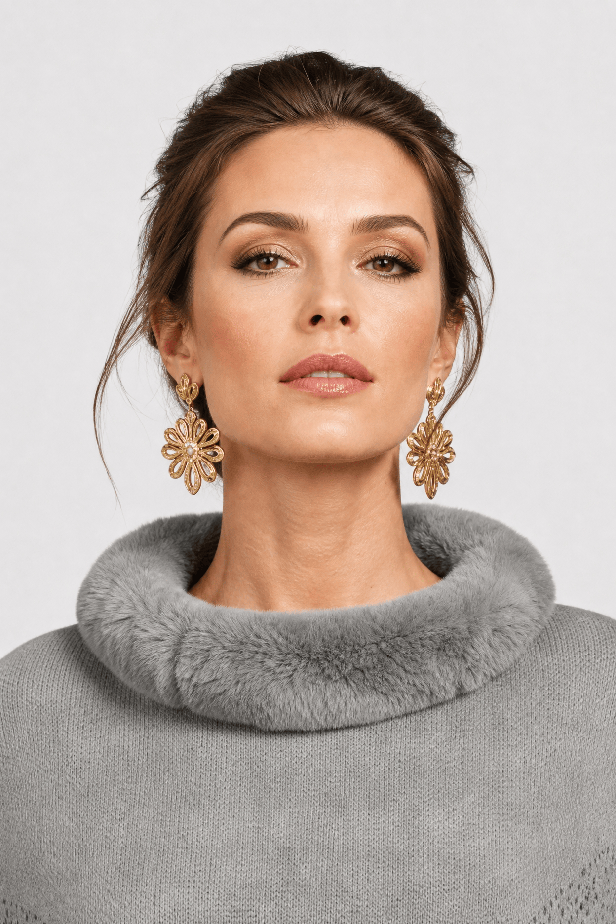 Poncho Pull Femme Franges Gris