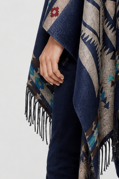 Poncho Cape Motif Ethnique